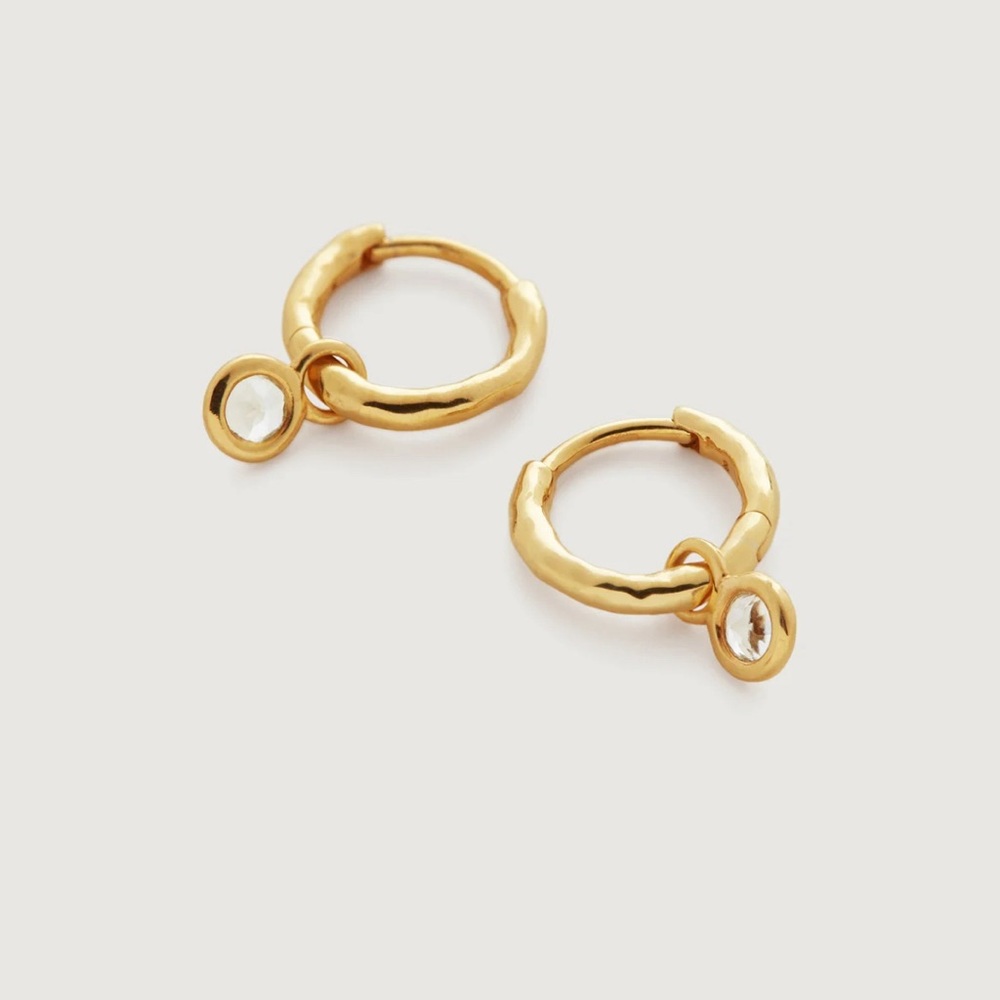 Monika Vinader 	
Mini Gem Huggie Earrings
Gold Vermeil - White Topaz